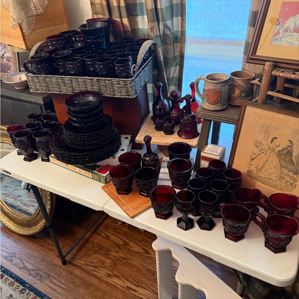 Vintage Ruby Red Glassware Collection 75 pieces